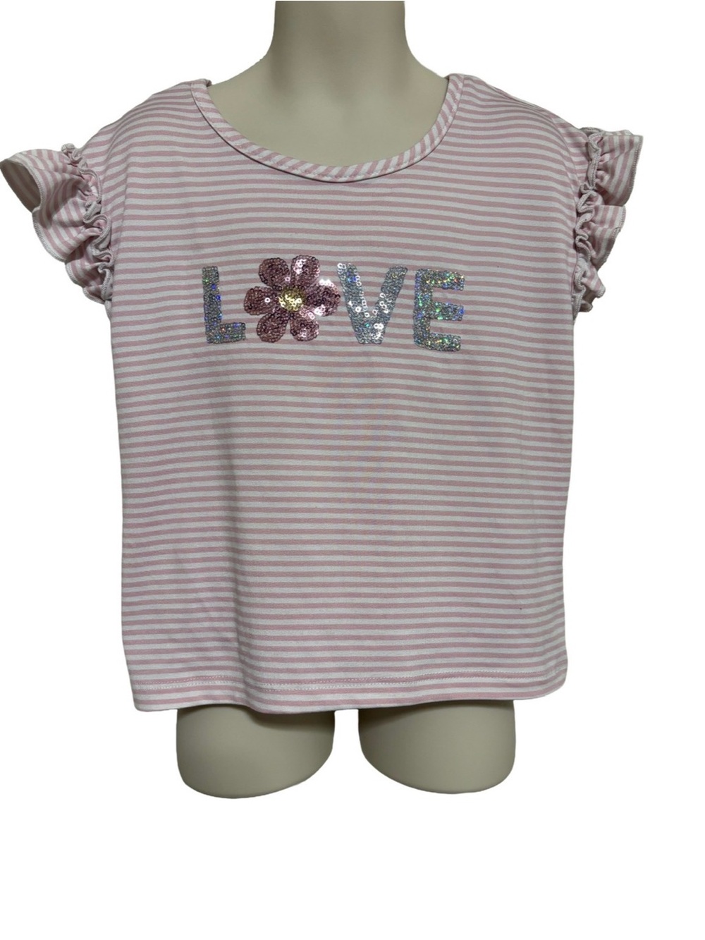Btween- Relaxed Fit Sequin "Love" Shirt; Size 6